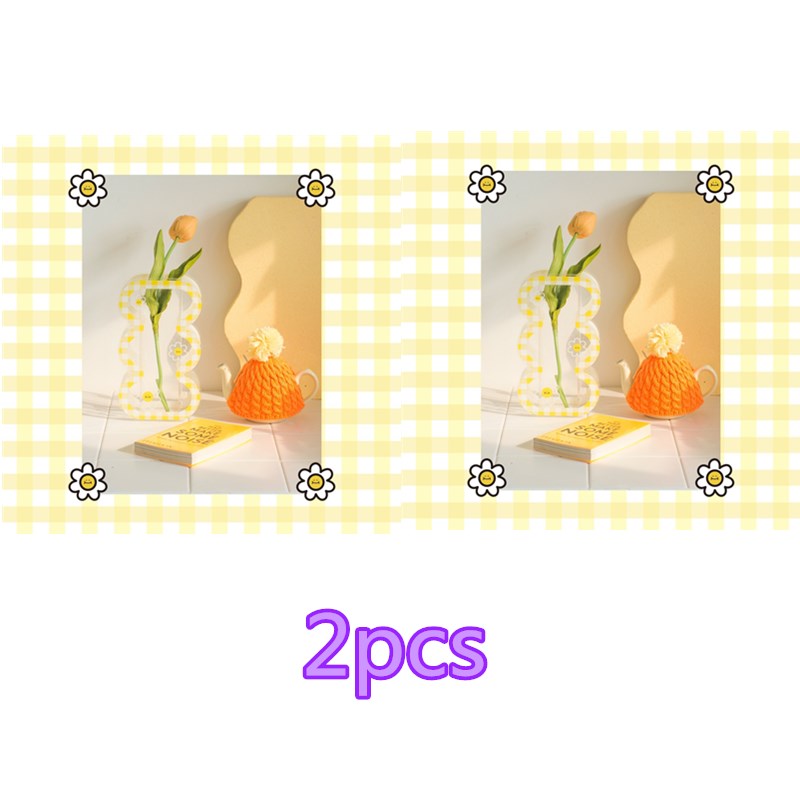 2pcs Transparent Plaid Vase Acrylic