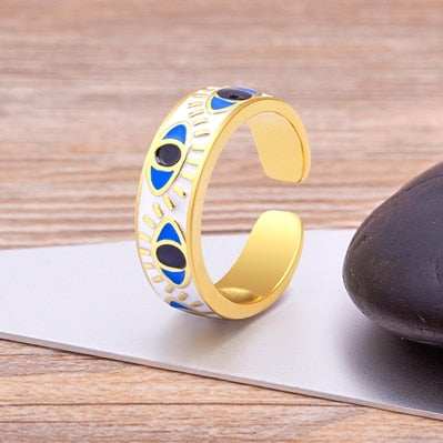 Evil Eye Gold Pink Ring