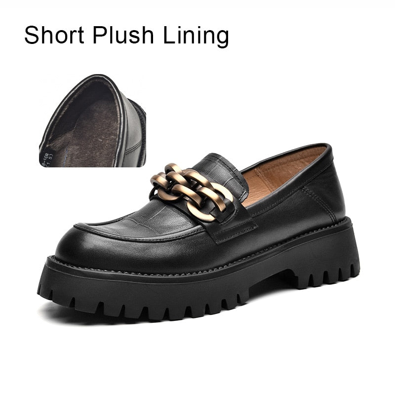 Chunky  Leather Platform Loafers Shoes