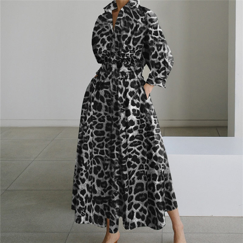 Oversized Neck Long Sleeve Shirt Dress
