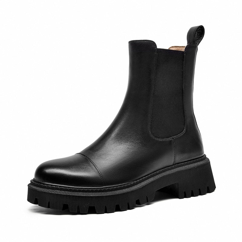 Chelsea Leather Boots Round Toe