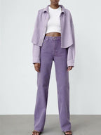 Purple High Waist Wide Leg Jeans