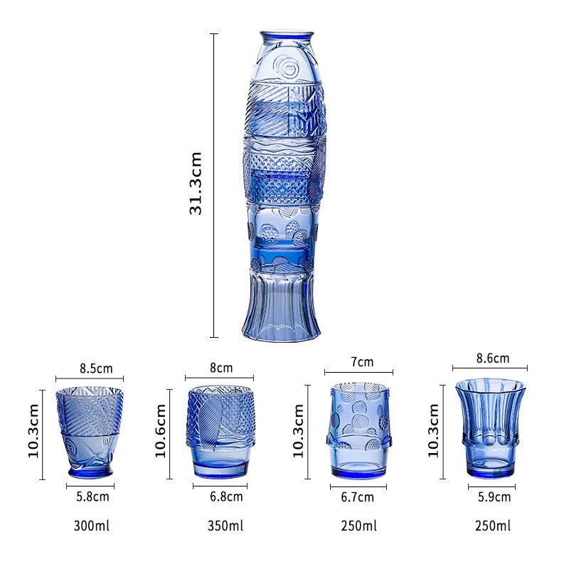 Koi Fish 4Pcs/Set Cup Fish Shaped Glass Set