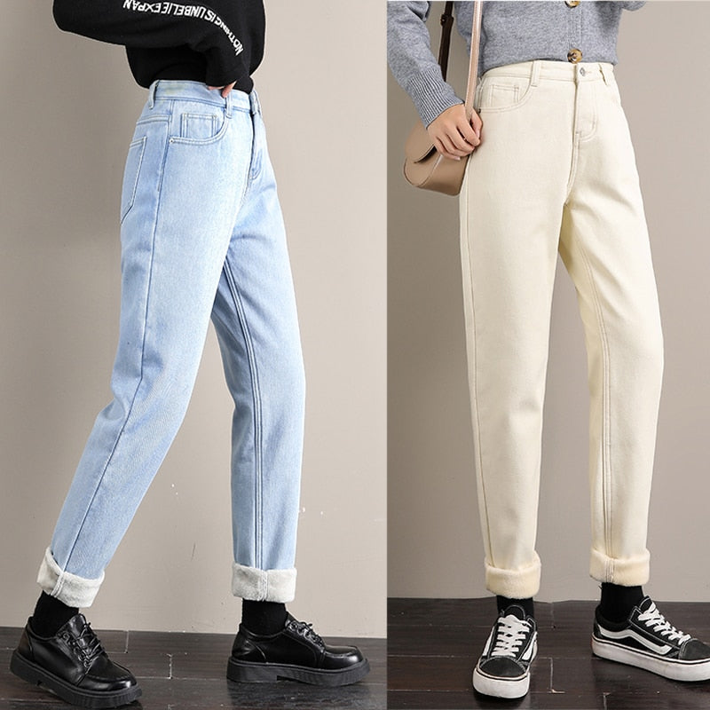 Double Layer Thermo High Waist Jeans