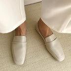 Leather Square Toe Flats Casual Loafers
