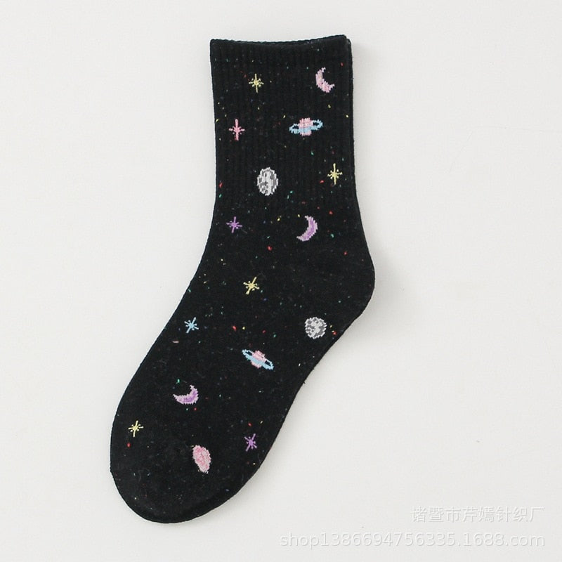 Space Pattern Cotton Socks