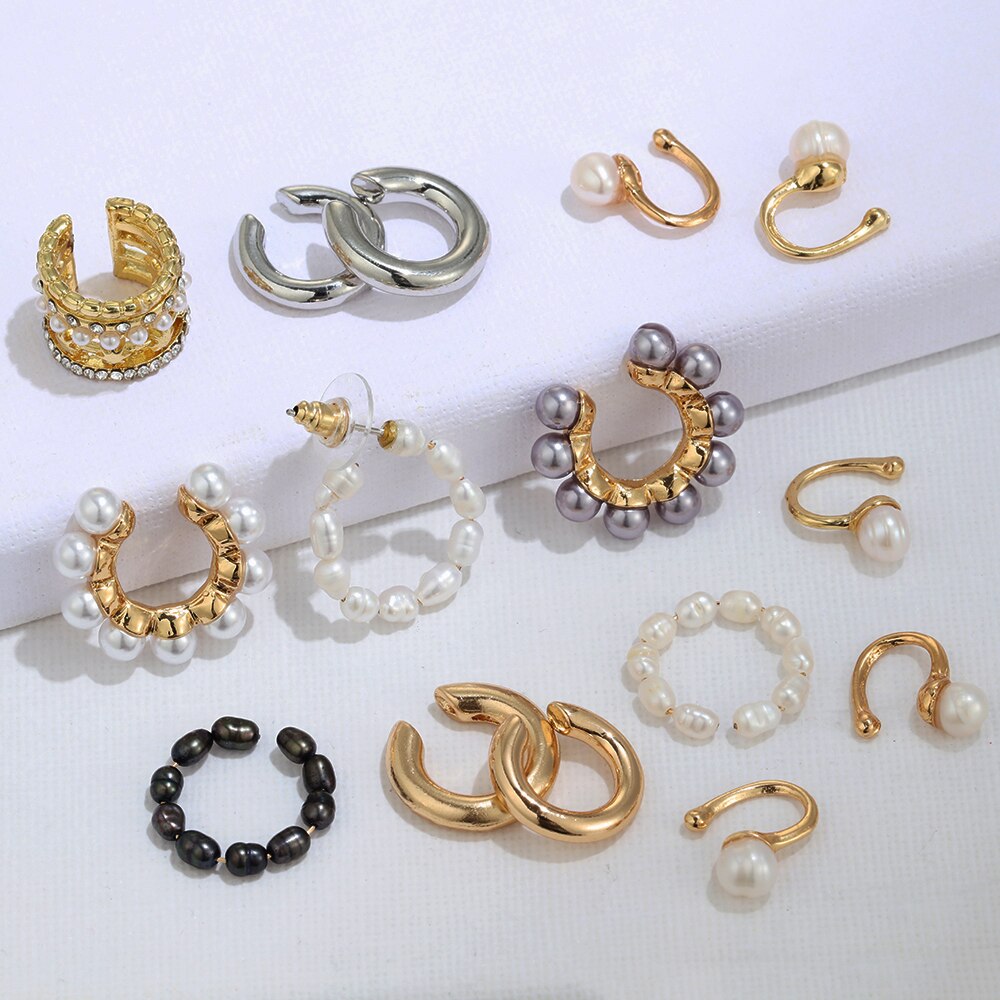 Mix Ear Cuff  Pearl Earring