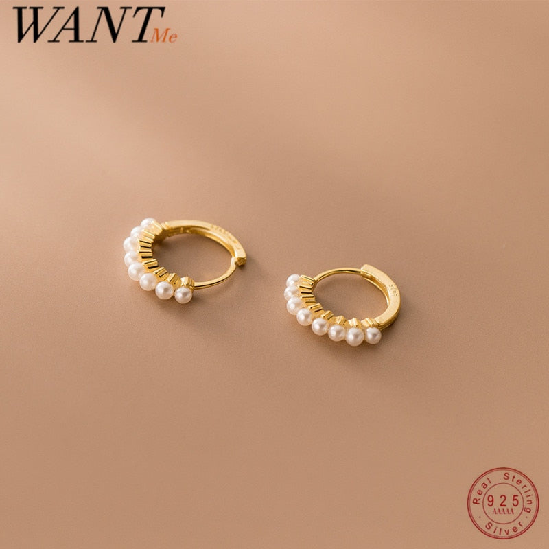 Silver Pearl Hoop Earring
