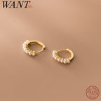 Silver Pearl Hoop Earring