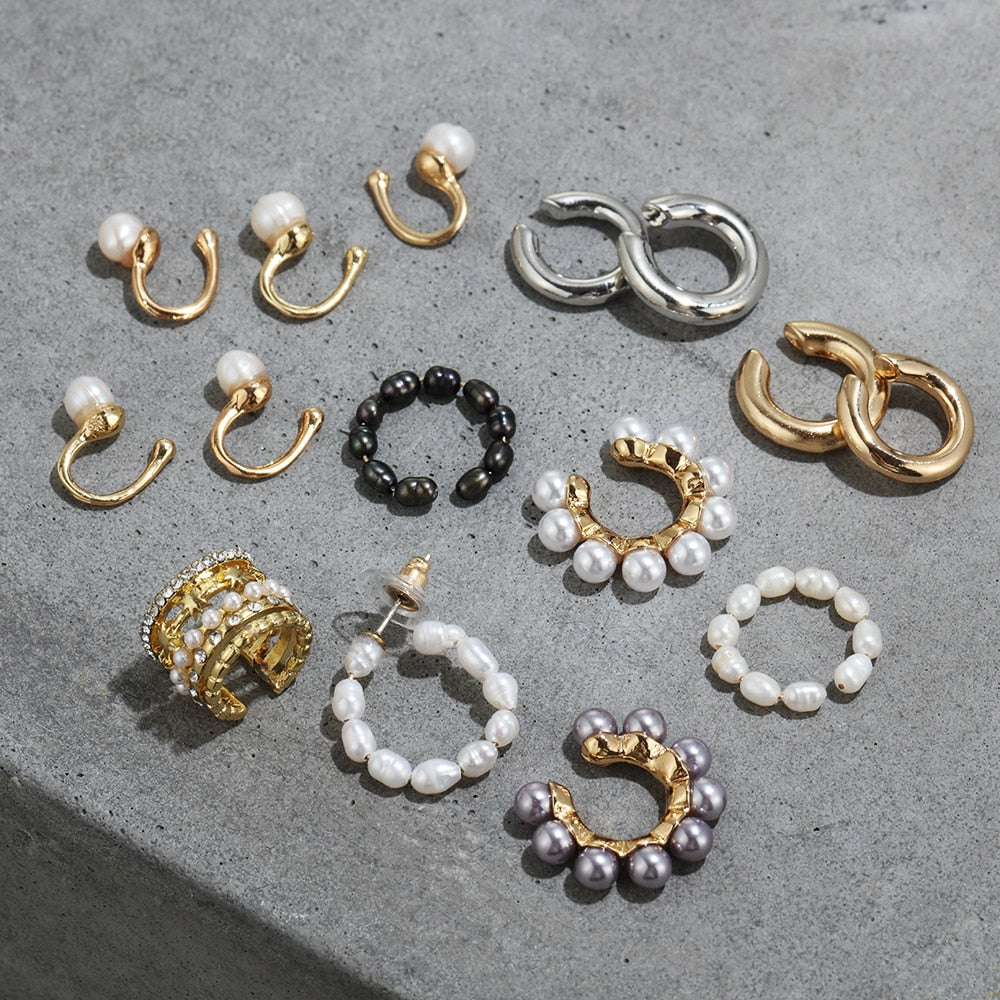 Mix Ear Cuff  Pearl Earring