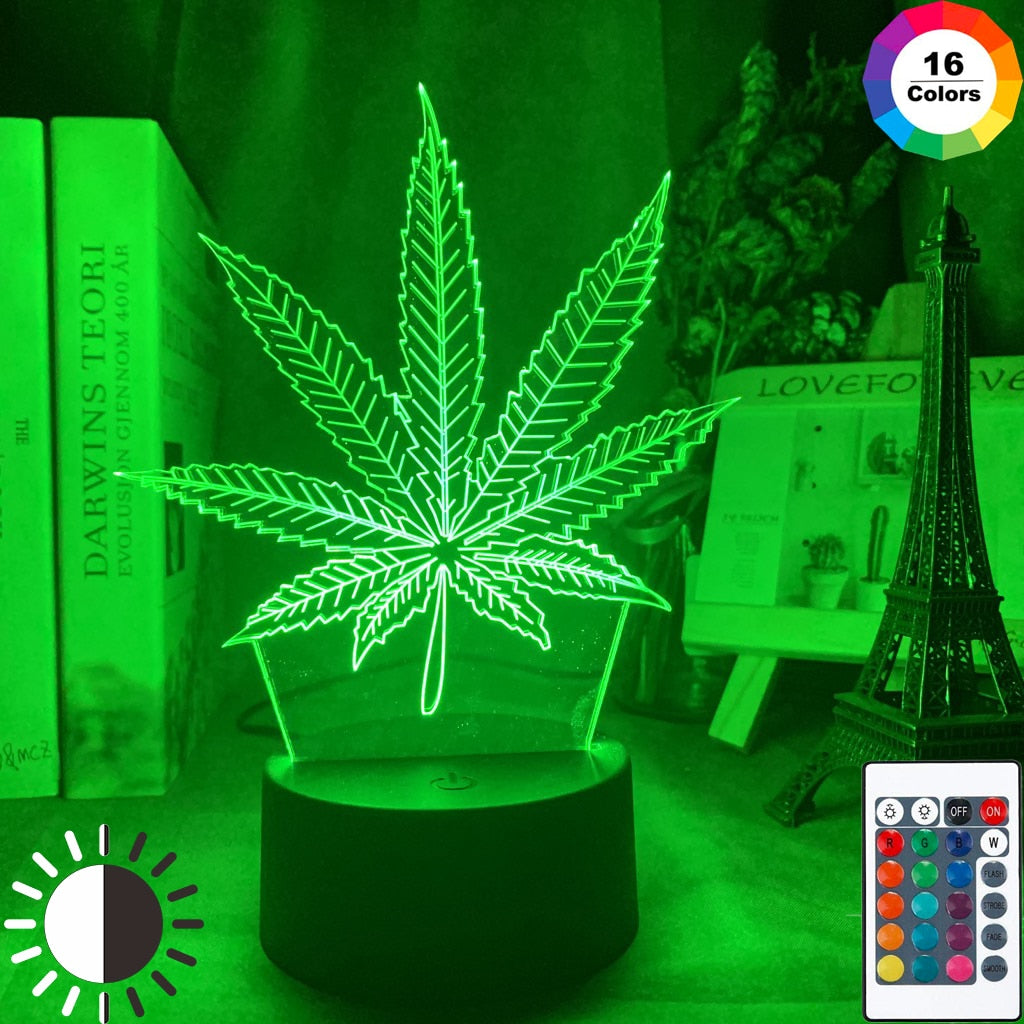 Acrylic Led Night Light Weed Lamp