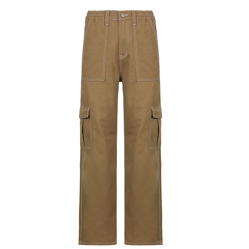 Wide Leg Cargo Jeans High Waist