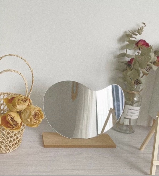 Irregular Mirror Wooden Base