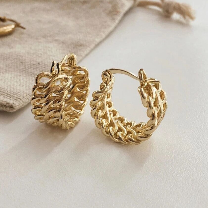 Minimalist Geometric Chunky Hoop Earrings