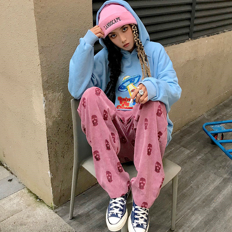 Skulls Denim Wide Leg Pants