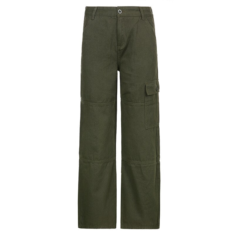 Cargo Wide Leg Straight Jeans