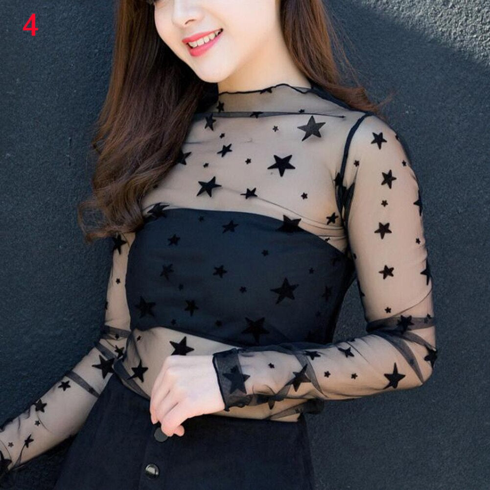 Turtleneck Daisy See Through T-shirt