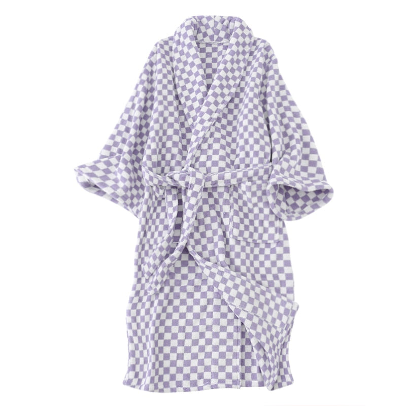 Plaid Checkerboard Cotton Bathrobe