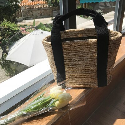 Straw Tote Canvas Bag