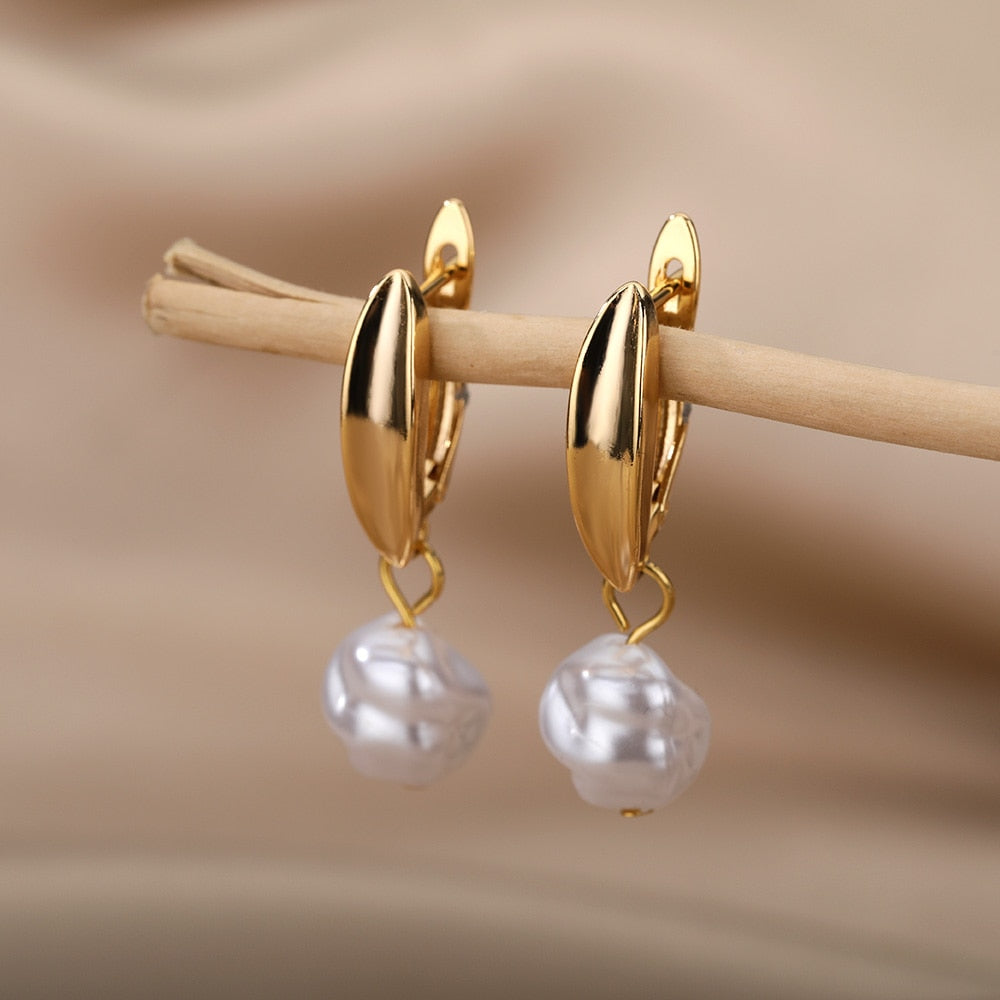 Circle Pearl Earrings Stainless Steel