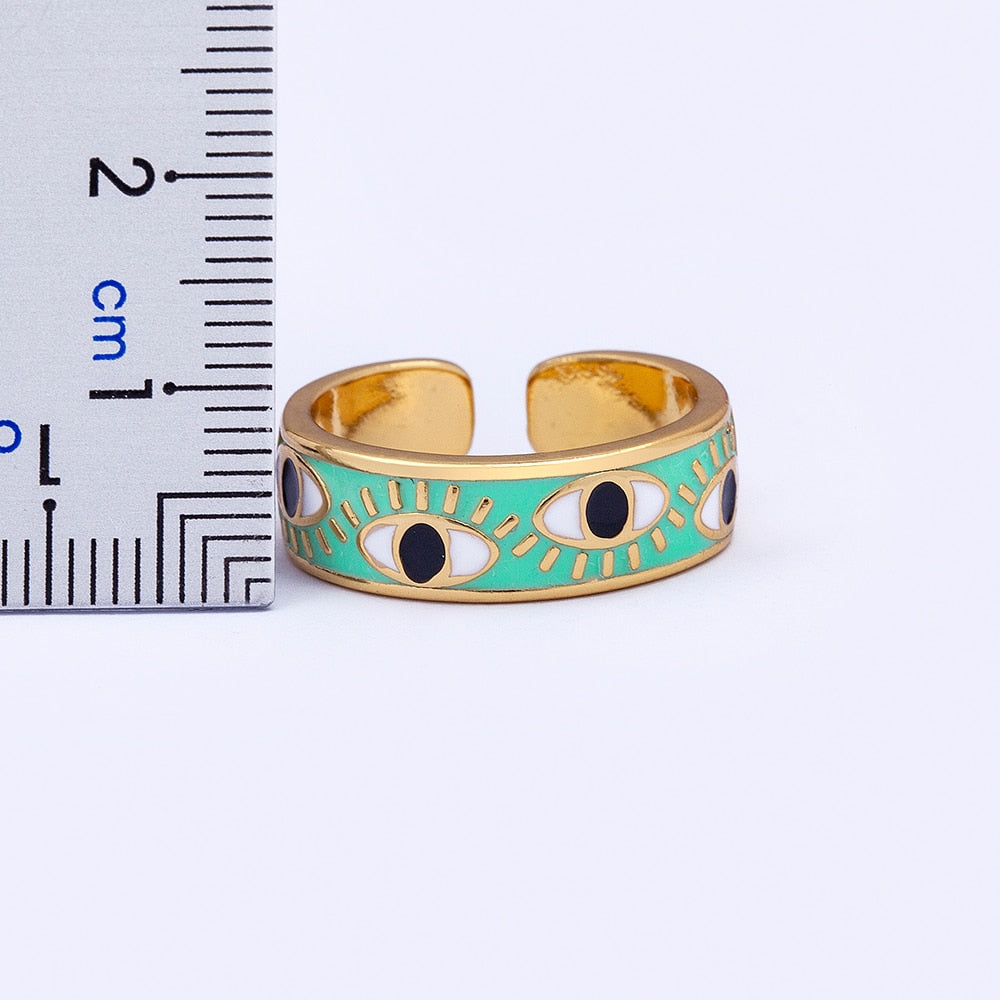 Evil Eye Gold Pink Ring