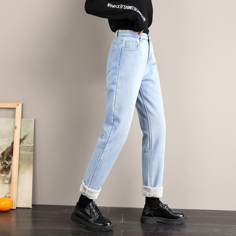 Double Layer Thermo High Waist Jeans