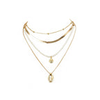 Gold Pearl  Shell Pendant Necklace