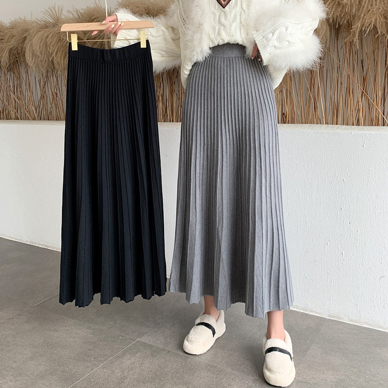 Knitted Elastic High Waist Skirt