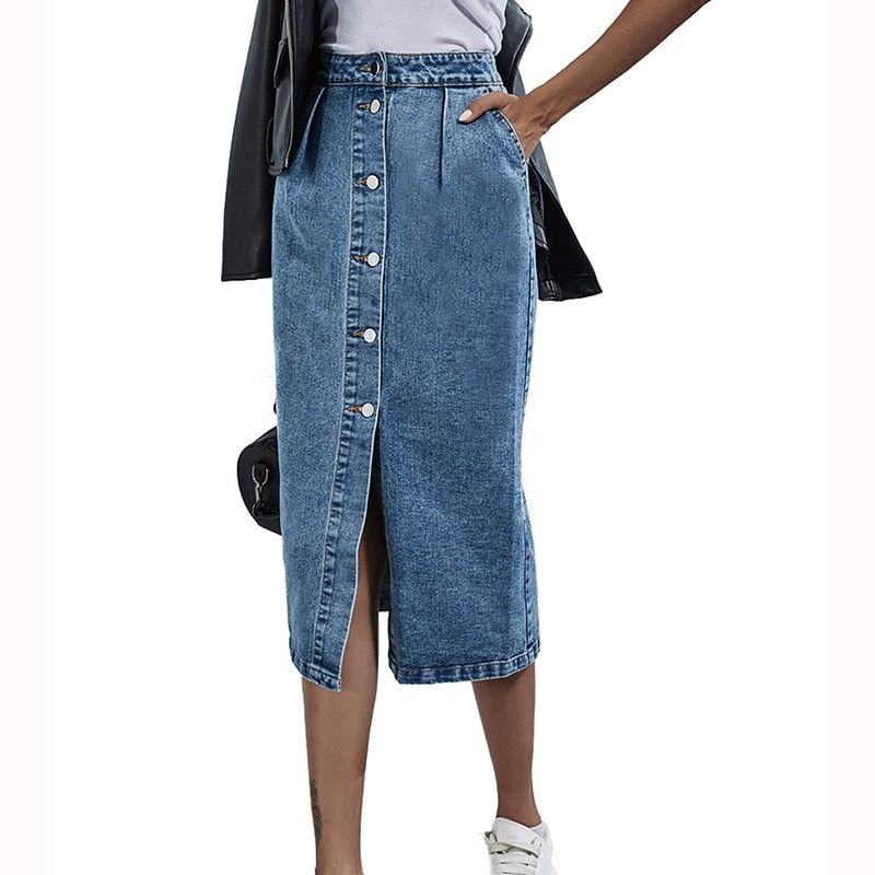 Knee Length Denim Skirt