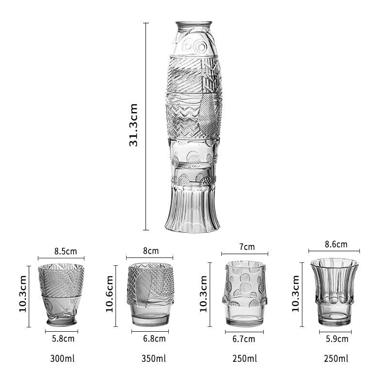 Koi Fish 4Pcs/Set Cup Fish Shaped Glass Set