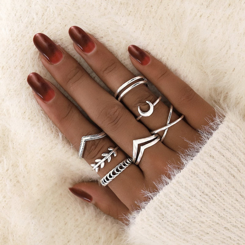 Star Moon Rhinestone Gold Ring