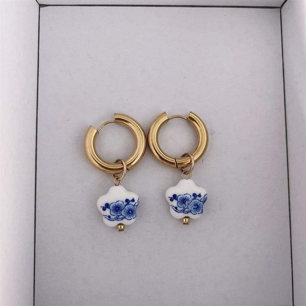Blue Ceramic Earring