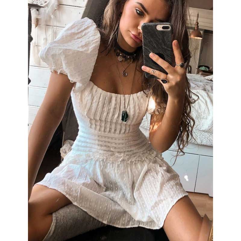 White Ruffle Dress Tie Up