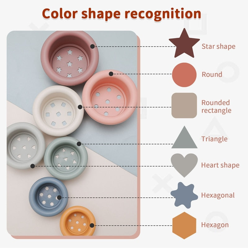 1Set Silicone Stacking Cups Montessori Toy