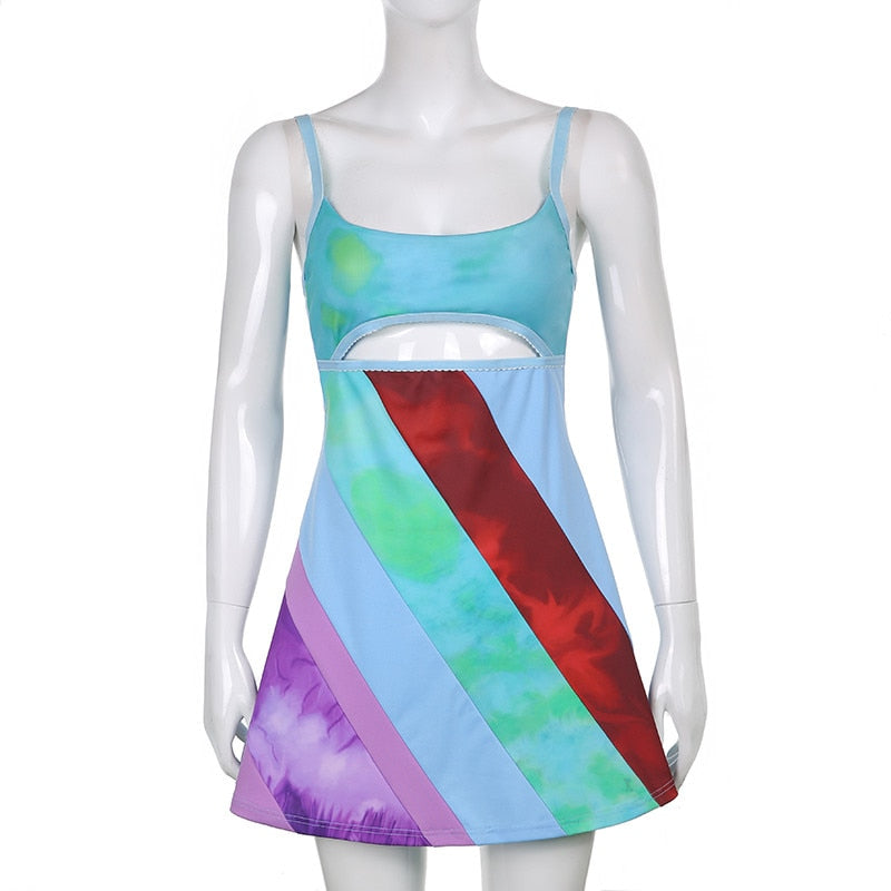 Sexy Cutout Colorful Mini Dress