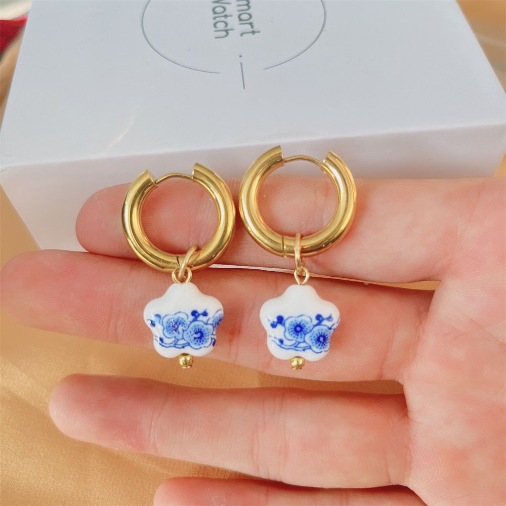 Blue Ceramic Earring