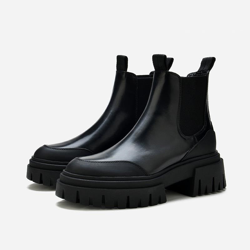 Leather Chunky Heel Chelsea Boots
