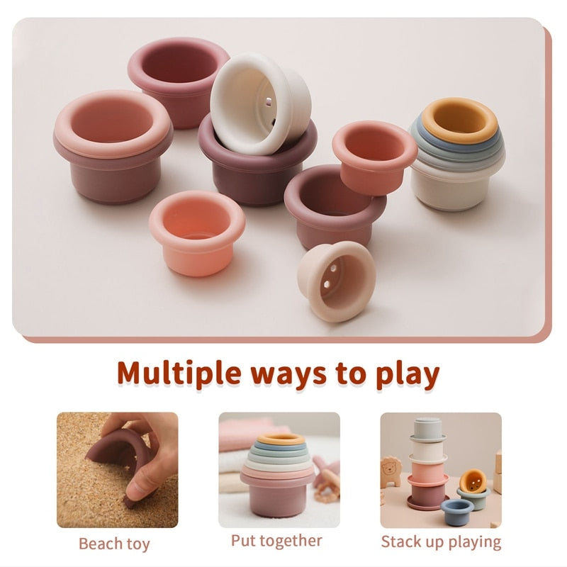 1Set Silicone Stacking Cups Montessori Toy