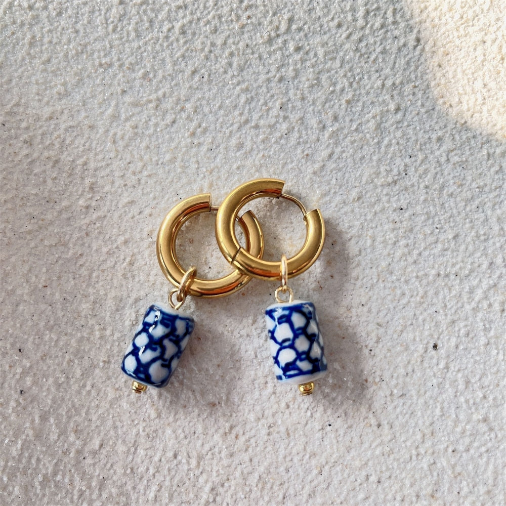 Blue Ceramic Earring