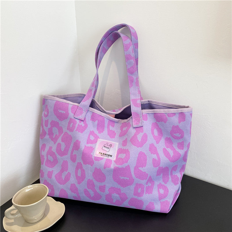 Purple Leopard Canvas Tote Bag