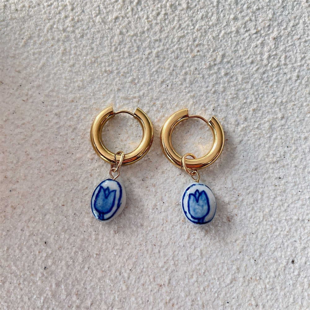 Blue Ceramic Earring