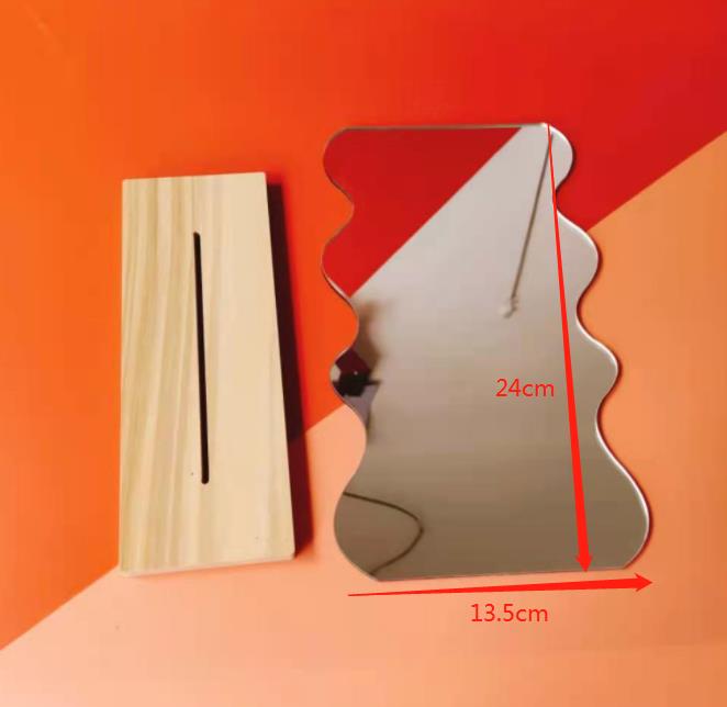 Irregular Mirror Wooden Base