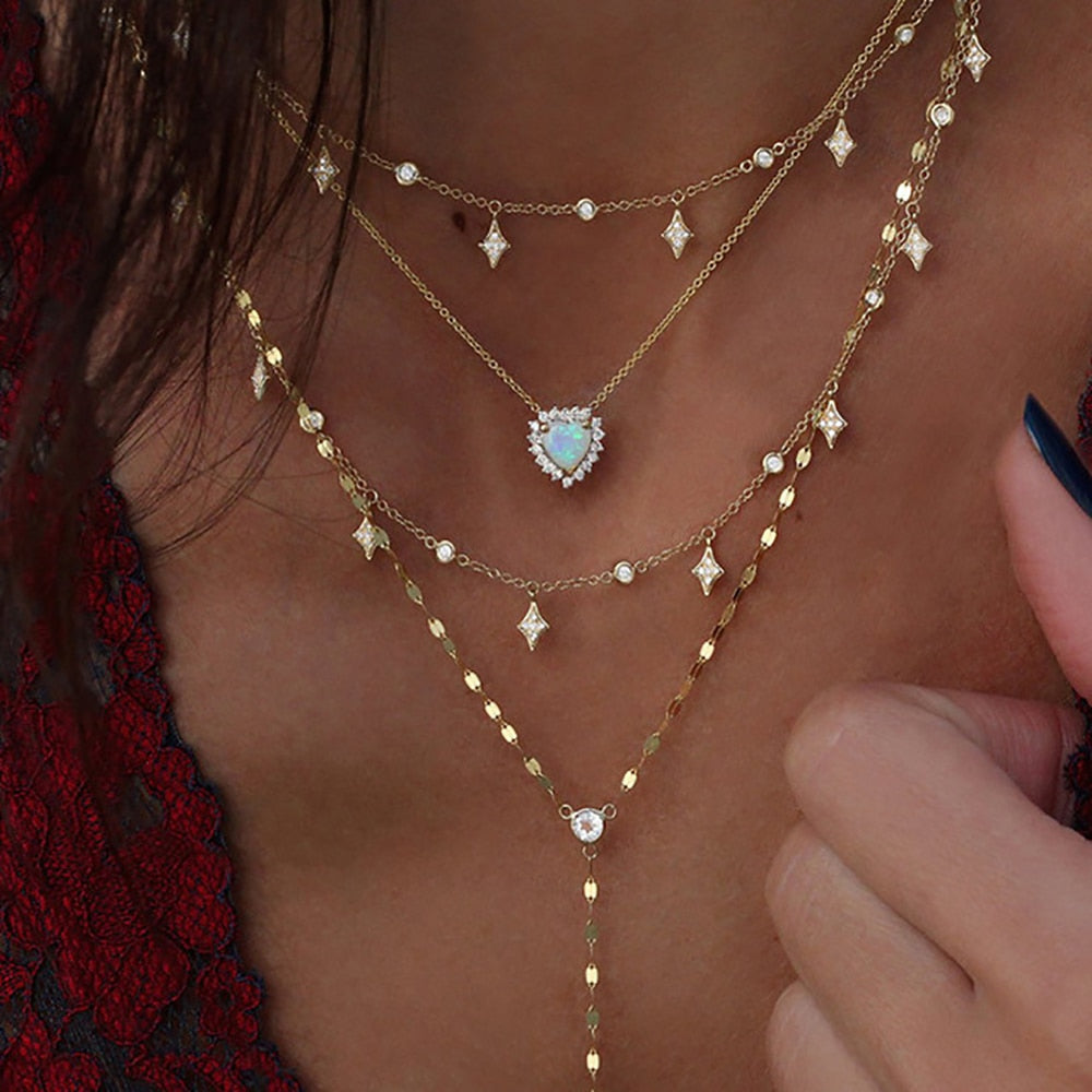 Boho Gold  Crystal Necklace