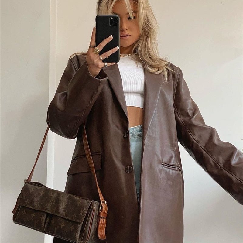 Faux Leather Blazers