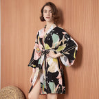 Silk Satin Thin Robe Floral Printed