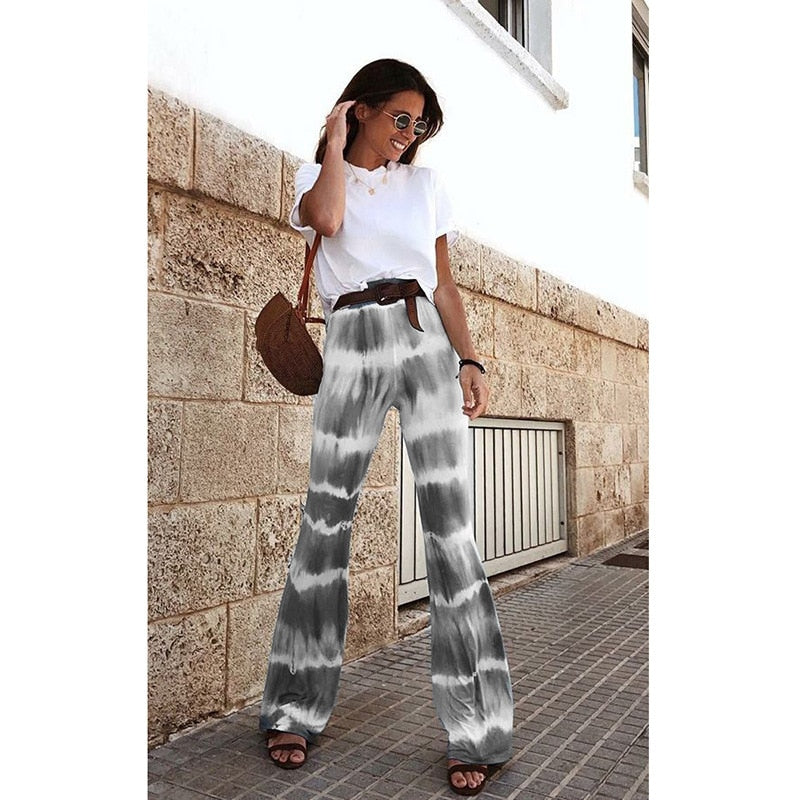 Grey Tie-Dye Trumpet Pants