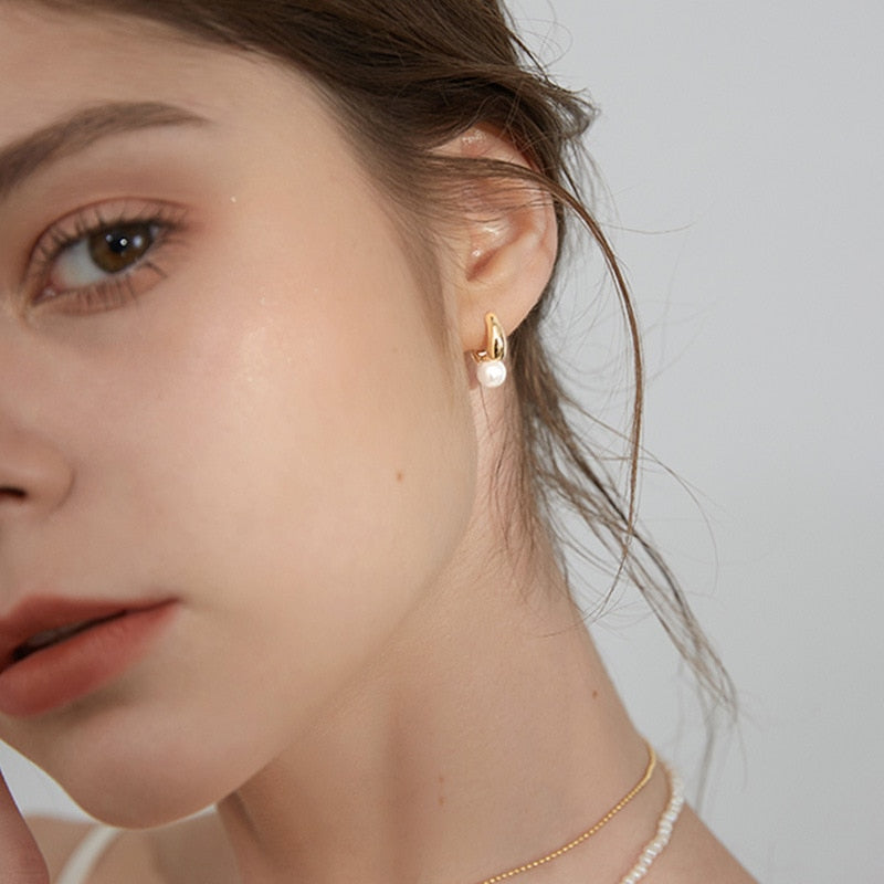 Pearl Gold Hoop Gold/Silver Earring