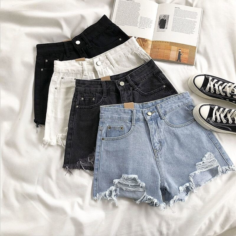 Blue High Waist  Denim Shorts