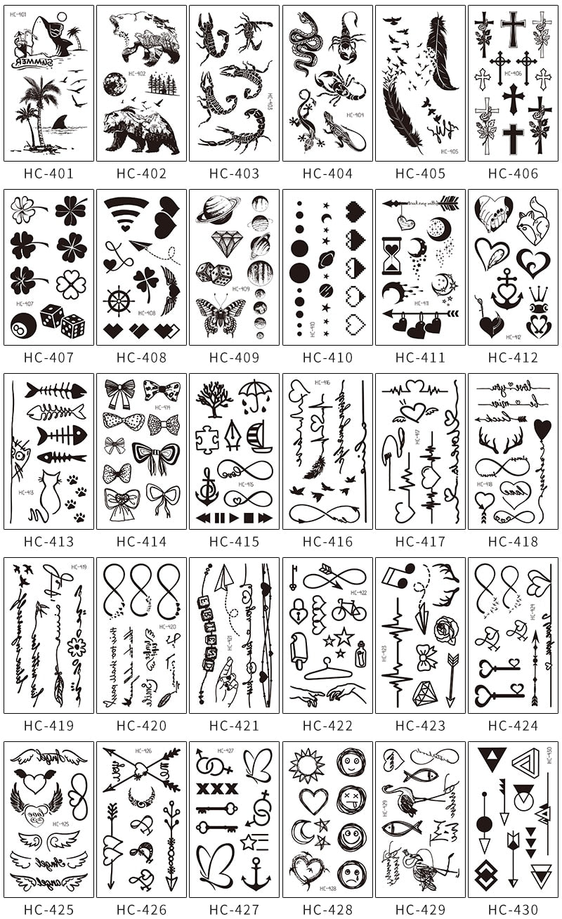 30 Sheets Waterproof Black Tiny Tattoo Stickers