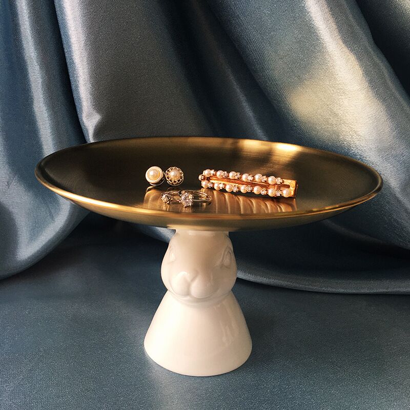 Ceramic Stand Up Rabbit Plate Decor
